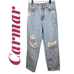 CARMAR Hermia Peyton Rhinestone Star Jeans High Rise Light Wash, Size 26